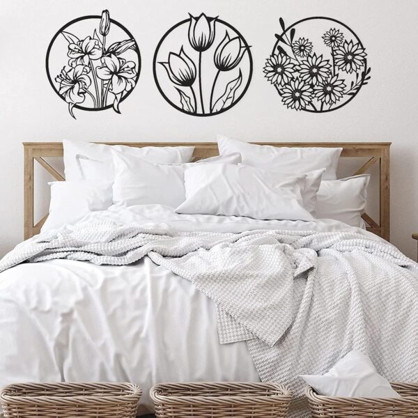 (3 pcs set )3d floral abstract wooden wall art & home decoration /  item home décor home room & wall decor wall art - Image 5