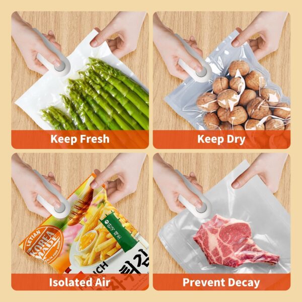 heat sealing machine 2 in 1 cutting and sealer usb rechargeable food sealer mini sealer for snack storage food sealer for chip bags, plastic bags, food storage, etc(random color) - Image 4