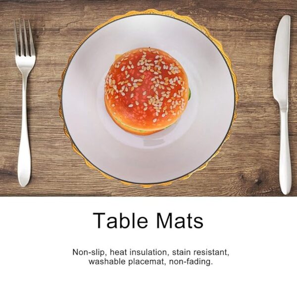 (1 pcs )round place mat, table mat stain resistant  dining table decor (random design) - Image 5