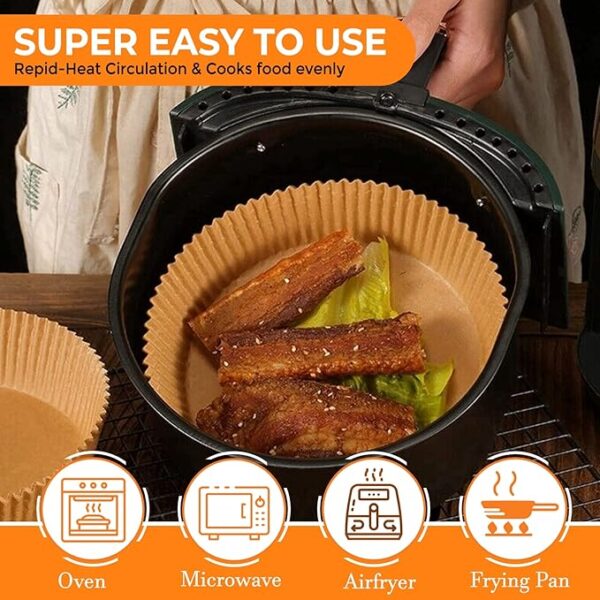 multi-purpose non-stick air fryer disposable liners paper  (pack of 50) - Image 7