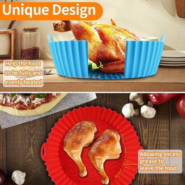 silica gel baking tray | airfryer silicone pot | silicone round air fryer liner with handle non-stick heat resistant (random color) - Image 8