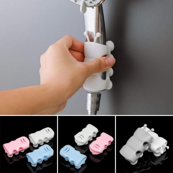 shower head holder with suction cup reusable silicone punch-free shower holder (random color)