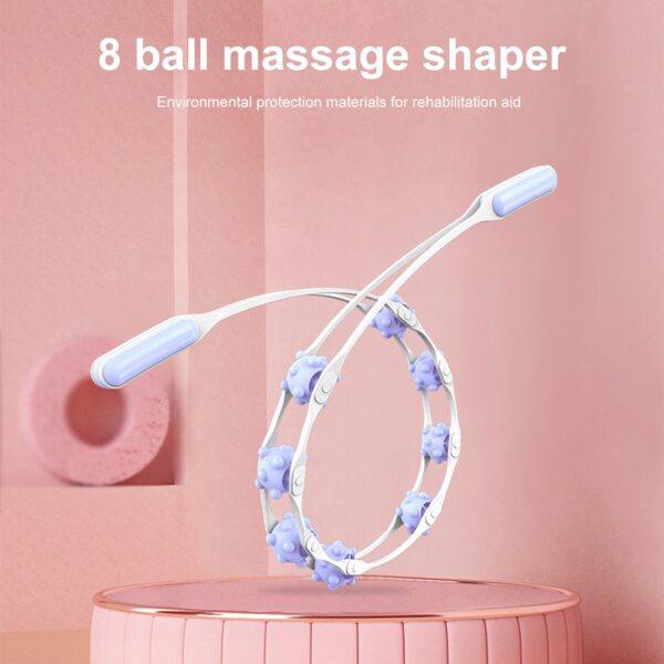 multifunctional bump ball full body massager | muscle relaxation body massage 8 balls ergonomic handle roller (random color) - Image 4