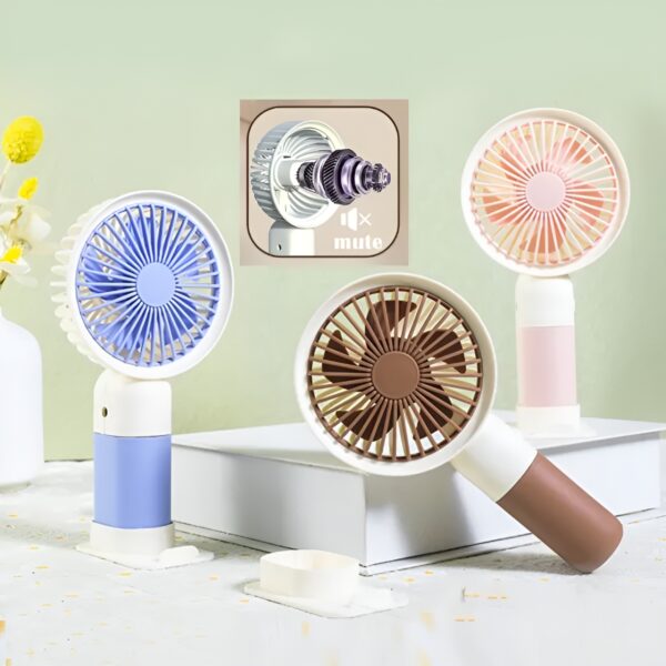portable handheld fan with cellphone stand - rechargeable (random color) - Image 3