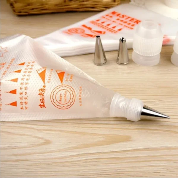 pack of 100 icing bags - plastic icing piping bags pastry fondant cake decorating bag tool - 13inch - Image 5