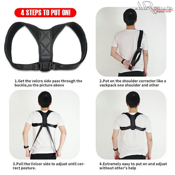sn-660 smart care brand posture corrector upper back support strong grip shoulder support relief and back pain relief belt - adjustable posture support brace for men and women - Image 5