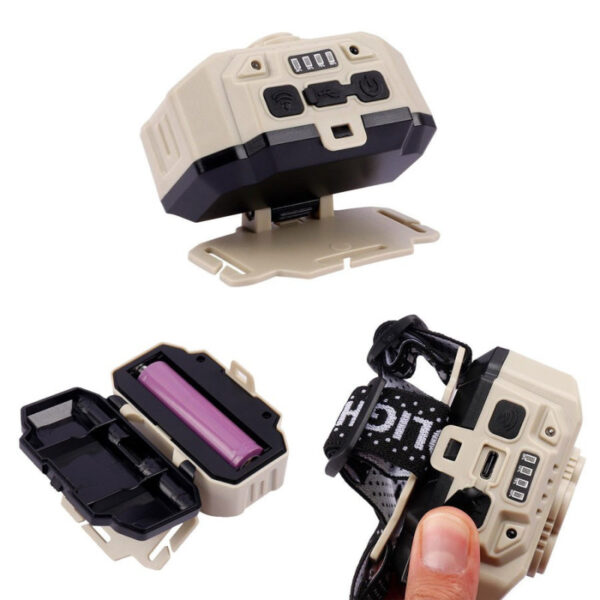 usb rechargeable led miner's headband flashlight lighted with sensor camping work light hx-815s / g75-040b5 - Image 15