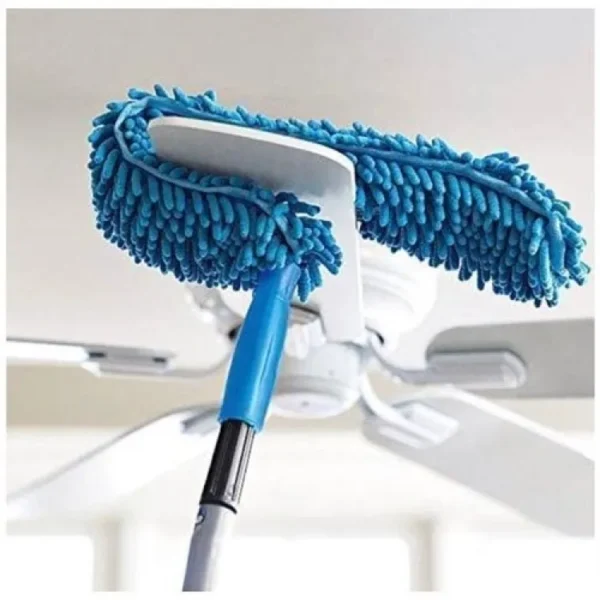 flexible micro fiber duster with telescopic stainless steel handle for fan cleaning specially( random color )