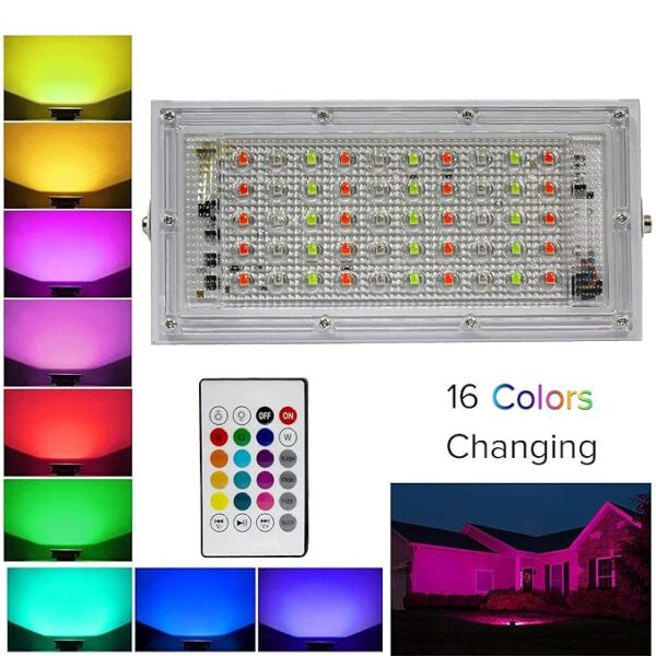 rgb led waterproof flood light | outdoor lighting for christmas, halloween, stage, garden, party - 50w - Image 3