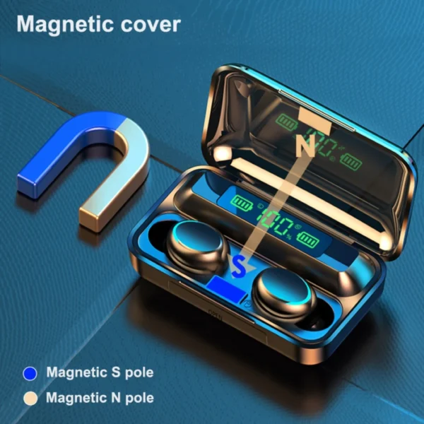 f9- tws bluetooth 5.0 rechargeable smart touch wireless earphones( black  color) - Image 4