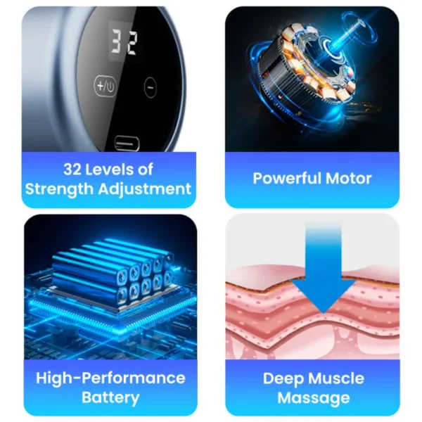 4 in 1 multi-function vibration massage gun professional ultra quiet pain relief whole body massagers with 4 heads and different level of speeds (random colors) - Image 10