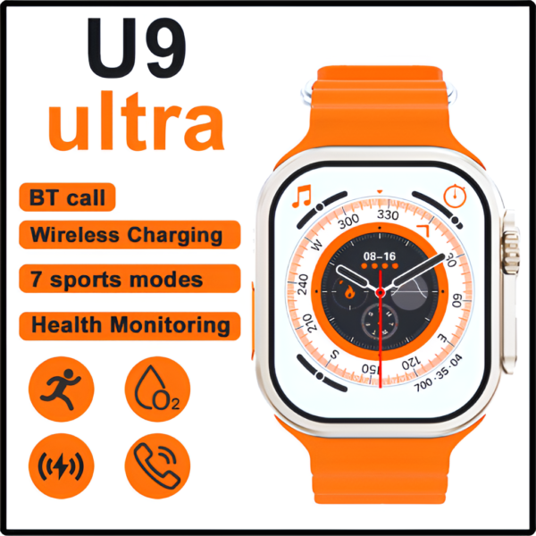 new u9 ultra smart watch | bluetooth, touch | wireless charge (random colors)