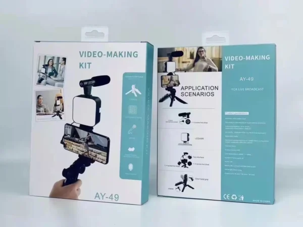 ay-49 video making kit vlogging tripod triple band light - Image 3