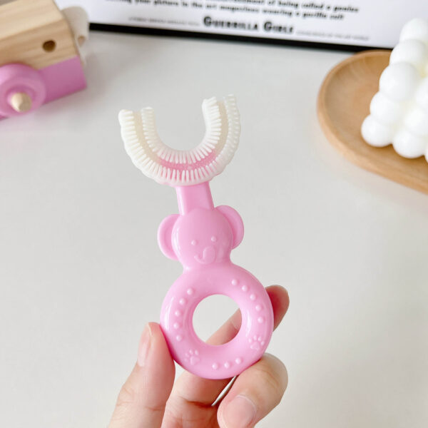 1 pc - 360 degree u-shaped baby tooth brush children child tooth brush teeth brush silicone kids teeth oral care cleaning (random color) - Image 2