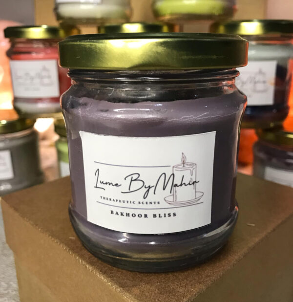 bakhoor bliss a touch of arabian luxury – handmade oud & amber soy wax candle - 100 gram