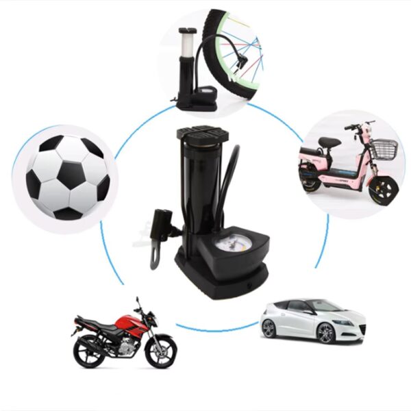 high pressure foot air pump with gauge, heavy duty foot pump for bike, ball, scooter, car, inflatable toys, mini pump - Image 13