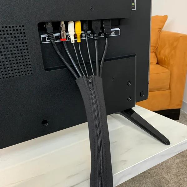 cable sleeve - zipper closure cord organizer and cable protector for desk, computer, tv cord management to hide and cover wire and extension cables - Image 6