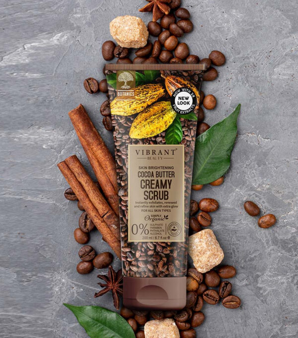 vibrant beauty skin brightening cocoa butter creamy scrub 200 ml