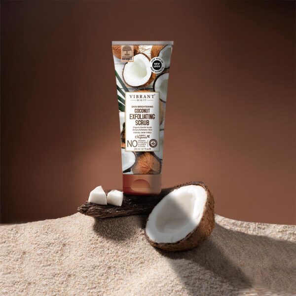 vibrant beauty skin brightening coconut exfoliating scrub organic gentle scrub - Image 4