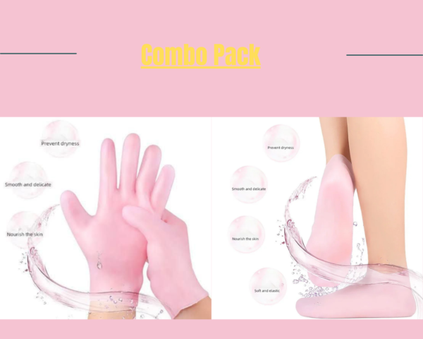 (combo pack - hight quality) moisturizing glove and socks set, silicone gel spa  socks for dry cracked skin & silicone jelly socks gel moisturizing socks foot care protector