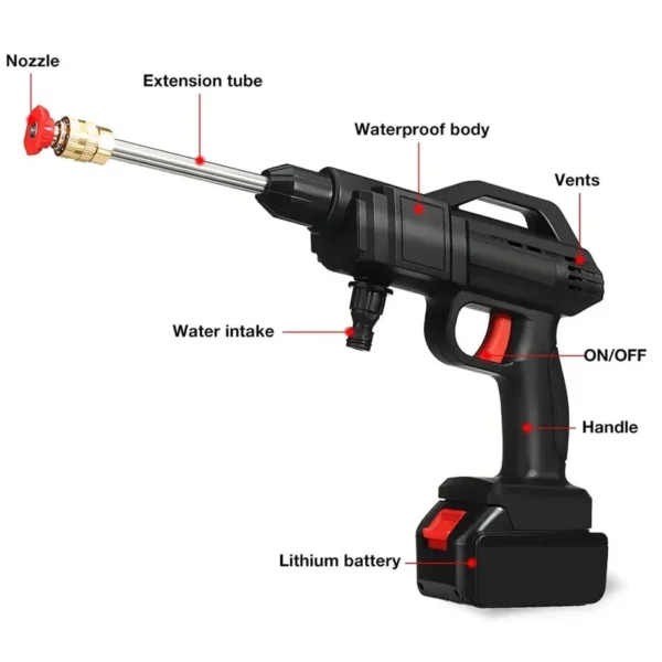 automatic cordless wireless car wash spray gun high pressure 48v lithium water jet foam car washer gun(single battery ) - Image 7