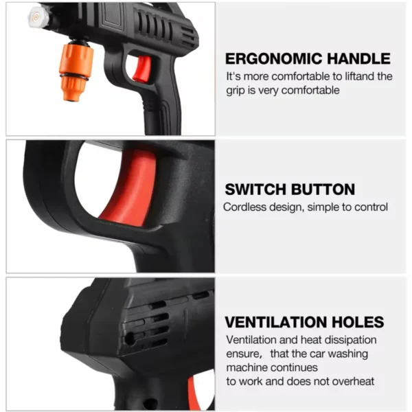 automatic cordless wireless car wash spray gun high pressure 48v lithium water jet foam car washer gun(single battery ) - Image 8