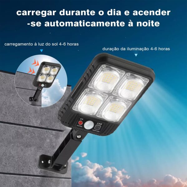 200w solar reflector mini 100 cob street post wall sensor | motion sensor security streetlight for parking remote control - Image 8