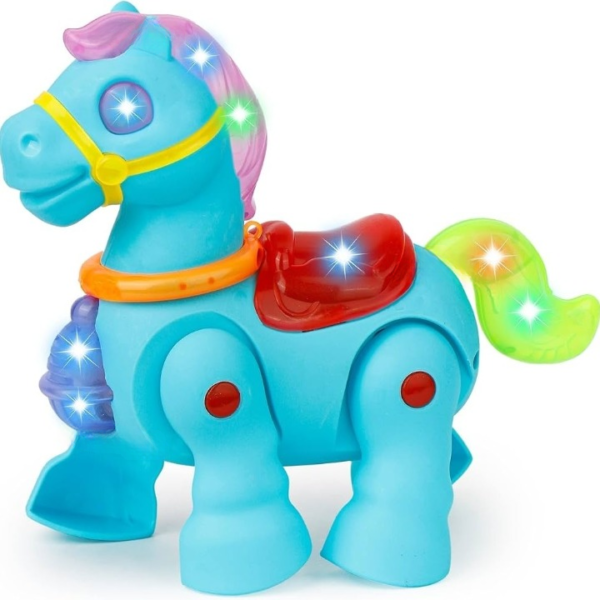 walking musical pony horse - lights and sounds - interactive kid fun toy (random color)