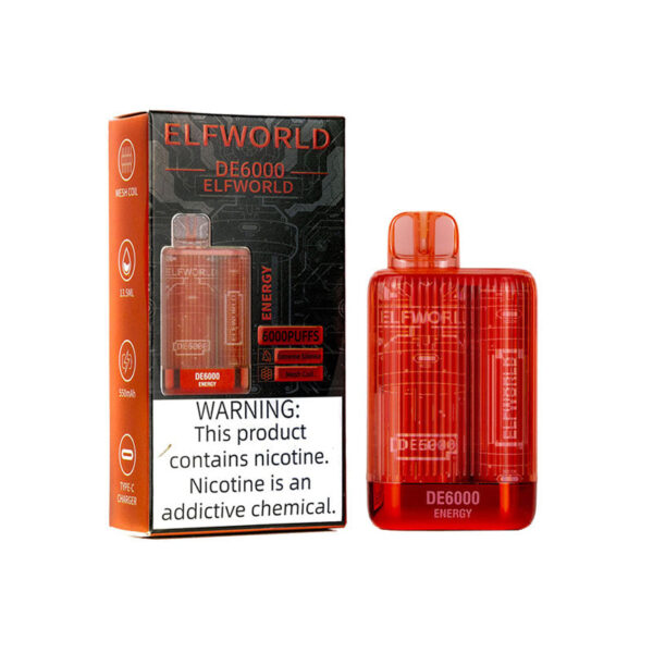 elfworld de6000 disposable vape pod device – 6000 puffs – 13.5ml e-liquid – 5% nicotine – rechargeable 650mah via usb-c | disposable vape for smokers | disposable pod for smoking ( random flavor )(without display) - Image 5