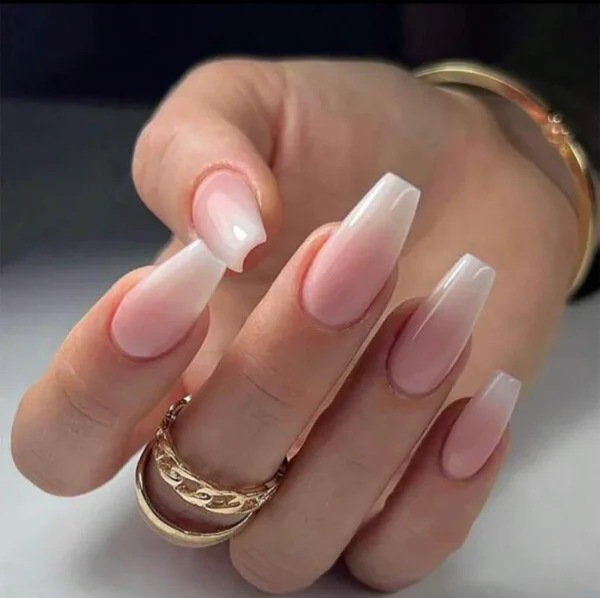 (square shape )artificial nails 100pcs with nail glue, beautiful fancy fake nails ,acrylic nails kit transparent & natural false nail