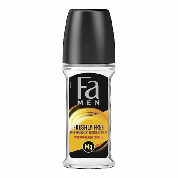 fa men freshly free lime & ginger scent with magnesium complex mg roll on 50ml