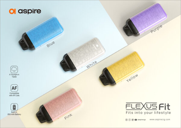 aspire flexus fit pod kit system - 850mah battery, 3.5ml cartridge, auto draw, type-c charging ( random color ) - Image 5