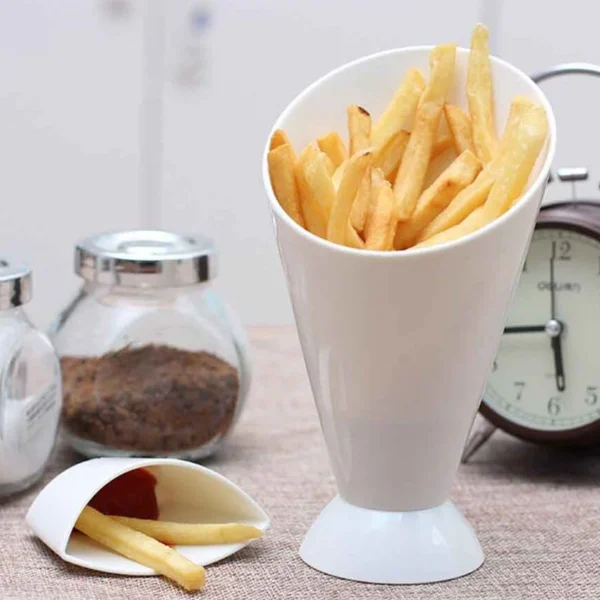 french fries cup potato fries holder with ketchup holder for sauce(random color )