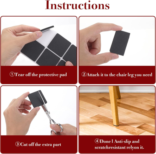 pack of 2/ 18 /8 self-adhesive furniture pads rubber floor protector non-slip furniture pads, sofa, bed, table, cabinet, dining chairs balance pad - Image 5