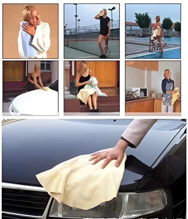 clean cham absorbant car, home cleaning synthetic chamois leather magic cloth(random color) - Image 5
