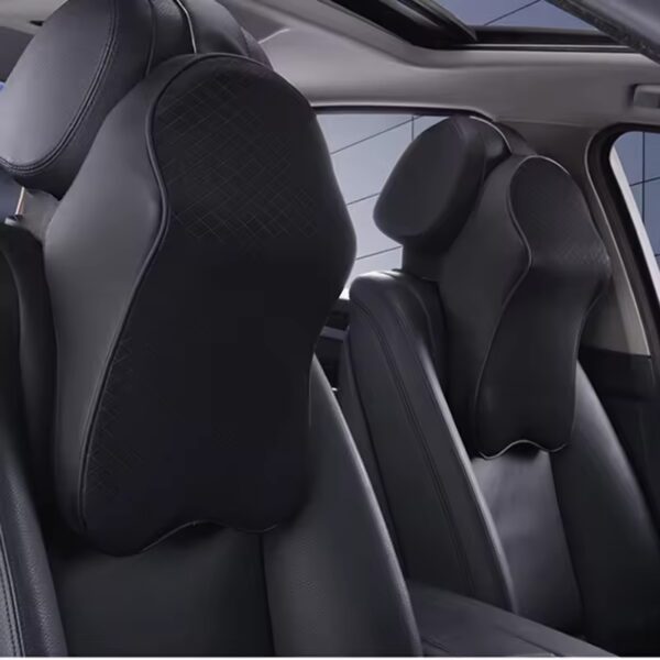 pu leather car neck pillow 3d memory foam headrest car seat neck pillow waist back rest lumbar cushion (1pc)