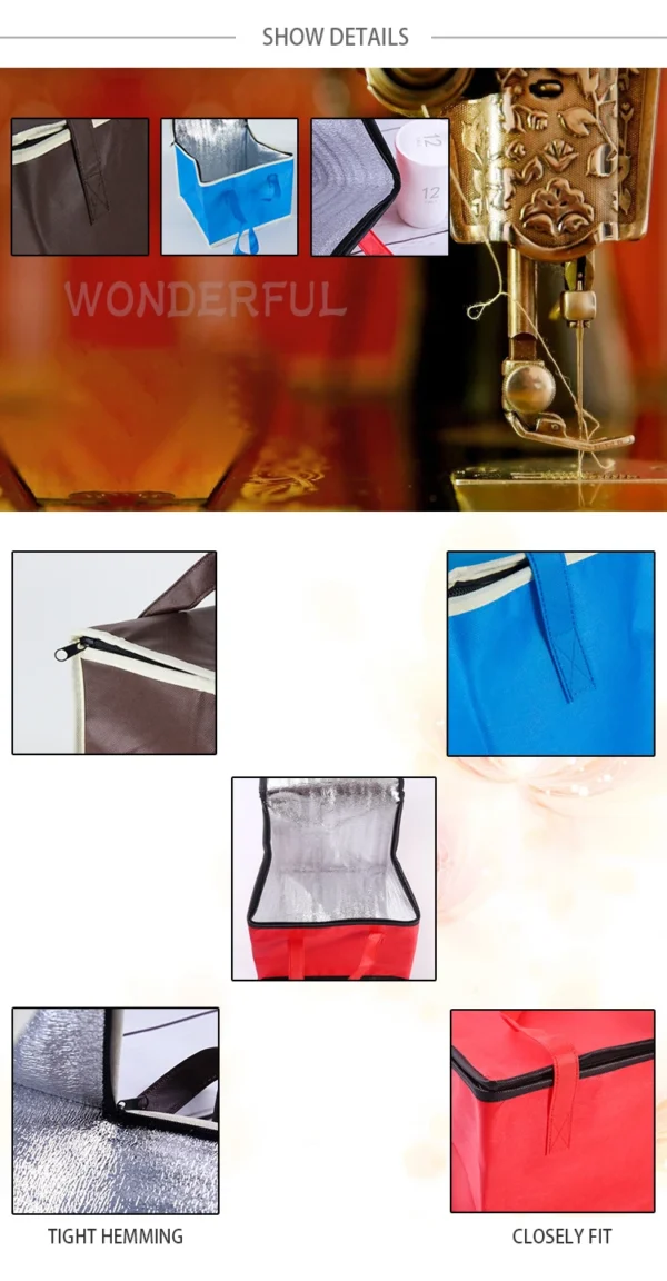 portable lunch cooler bag folding insulation picnic ice pack food thermal bag (random color) - Image 5