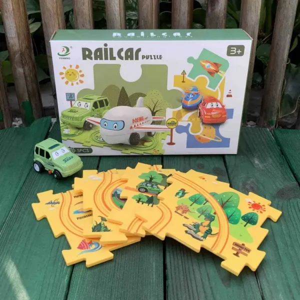 puzzle track car play set / diy building block train rail car toy puzzle race track (random design ) - Image 3