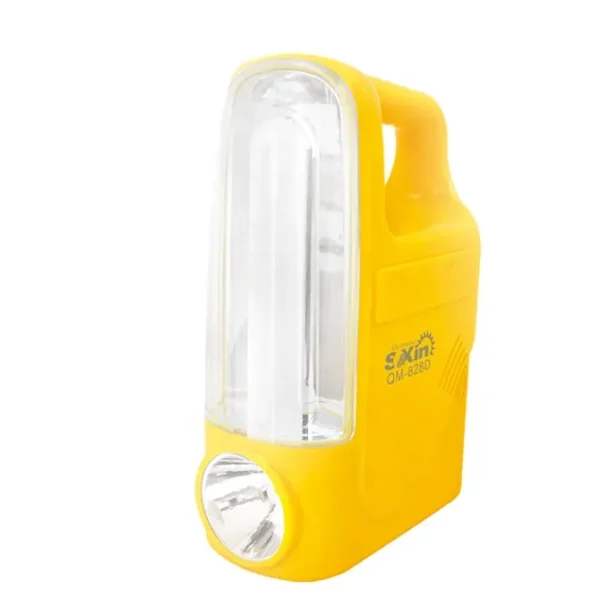 qm828d led rechargeable emergency light with flashlight power bank for home vehicle (random color)