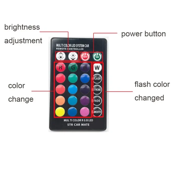 rgb multicolor car led bulbs remote control parking lights for car & bike - Image 10