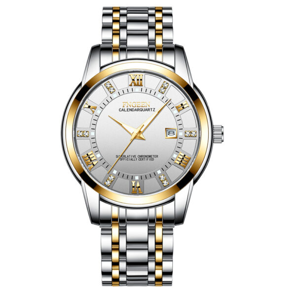fngeen 2081 stainless steel stylish men quartz watch two tone chain style strap - Image 6