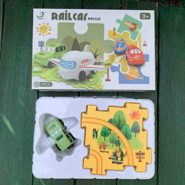 puzzle track car play set / diy building block train rail car toy puzzle race track (random design ) - Image 4