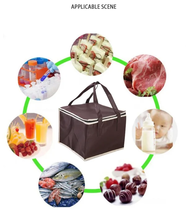 portable lunch cooler bag folding insulation picnic ice pack food thermal bag (random color) - Image 7