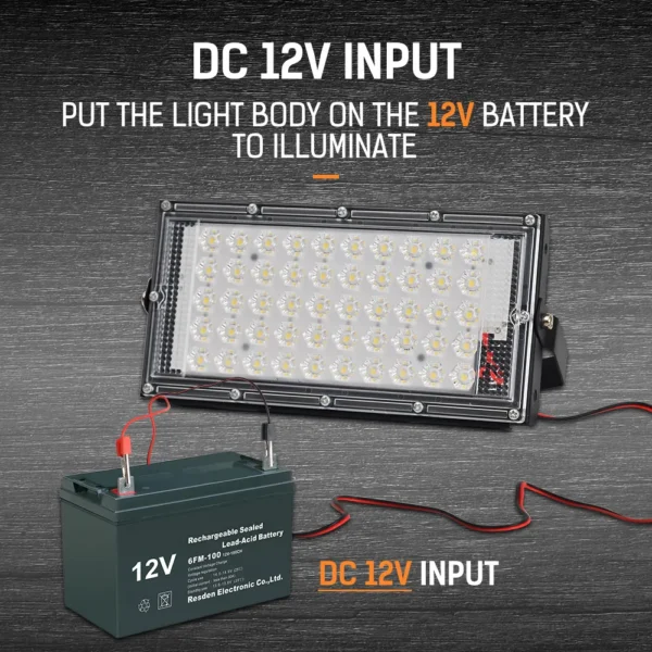 50 watts led outdoor flood light electric clip  dc 12v battery operated - Image 4