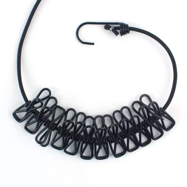 multi functional portable drying rope with 12 clips and 2 hooks, travel clothesline rope clothes - Image 2