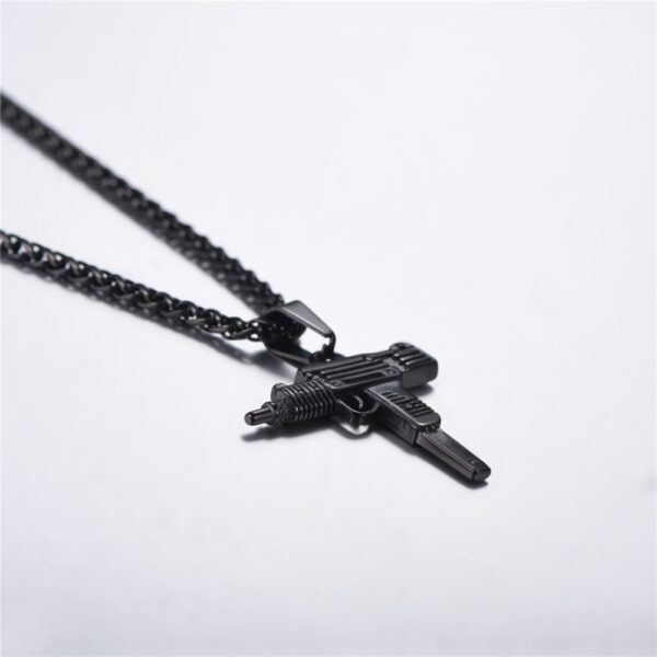 men's chain necklace high quality stainless steel uzi toy gun pendant - Image 3