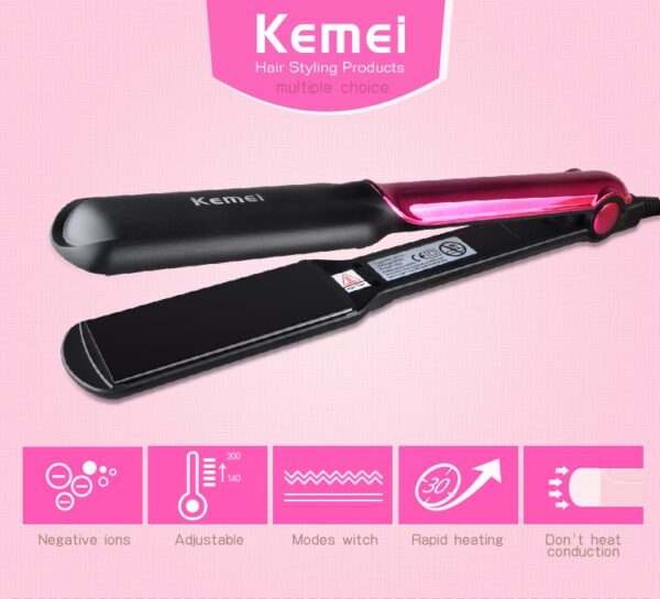 kemei km - 2113 tourmaline ceramic coating styling tools fast heating flat iron professional electric hair straightener | best quality straightener - Image 2