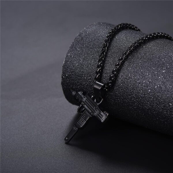 men's chain necklace high quality stainless steel uzi toy gun pendant - Image 4