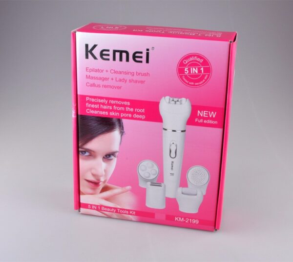 kemei km-2199 electric ladies hair removal trimmer 5 in 1 epilator with callus remover ( random color )