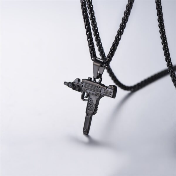 men's chain necklace high quality stainless steel uzi toy gun pendant - Image 5